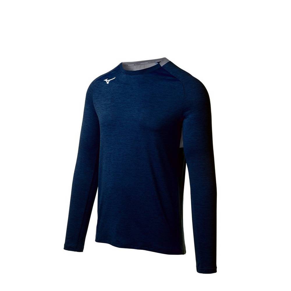 Mens Mizuno Alpha Long Sleeve Shirts Navy Philippines (IRWEVZ793)